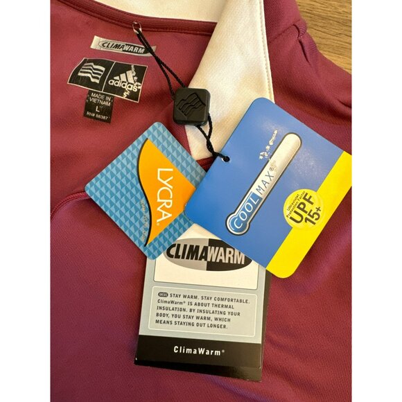 Adidas Womens Size Large ClimaWarm CoolMax 1/4 Zip Mock Top Purple Golf NWT - Picture 2 of 6